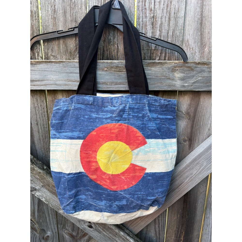 Colorado State Flag Canvas Tote Bag Blue Red Yellow Cotton Shoulder Bag